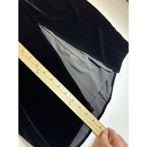 For Love & Lemons Colette Velvet Dress Black XS Wrap Midi Long Sleeve V-neck - Picture 7 of 13